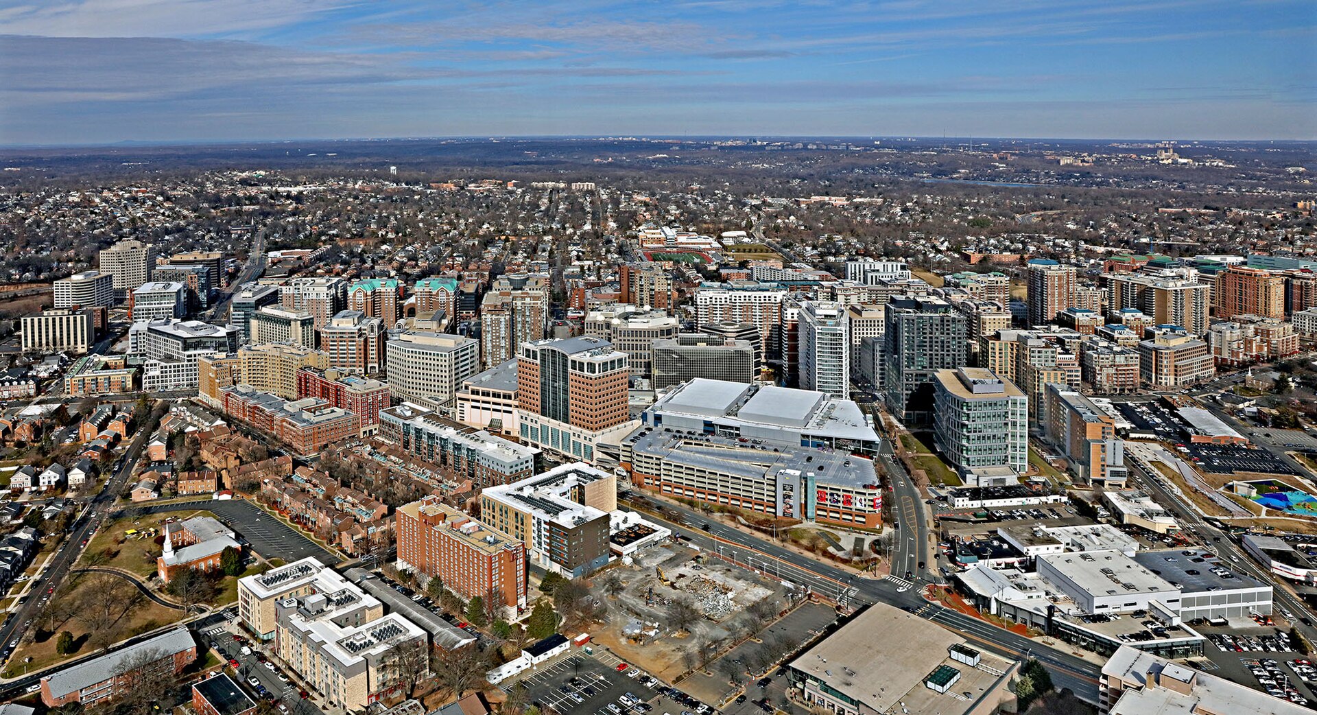 Aerial view of the Ballston corridor in Arlington, Virginia