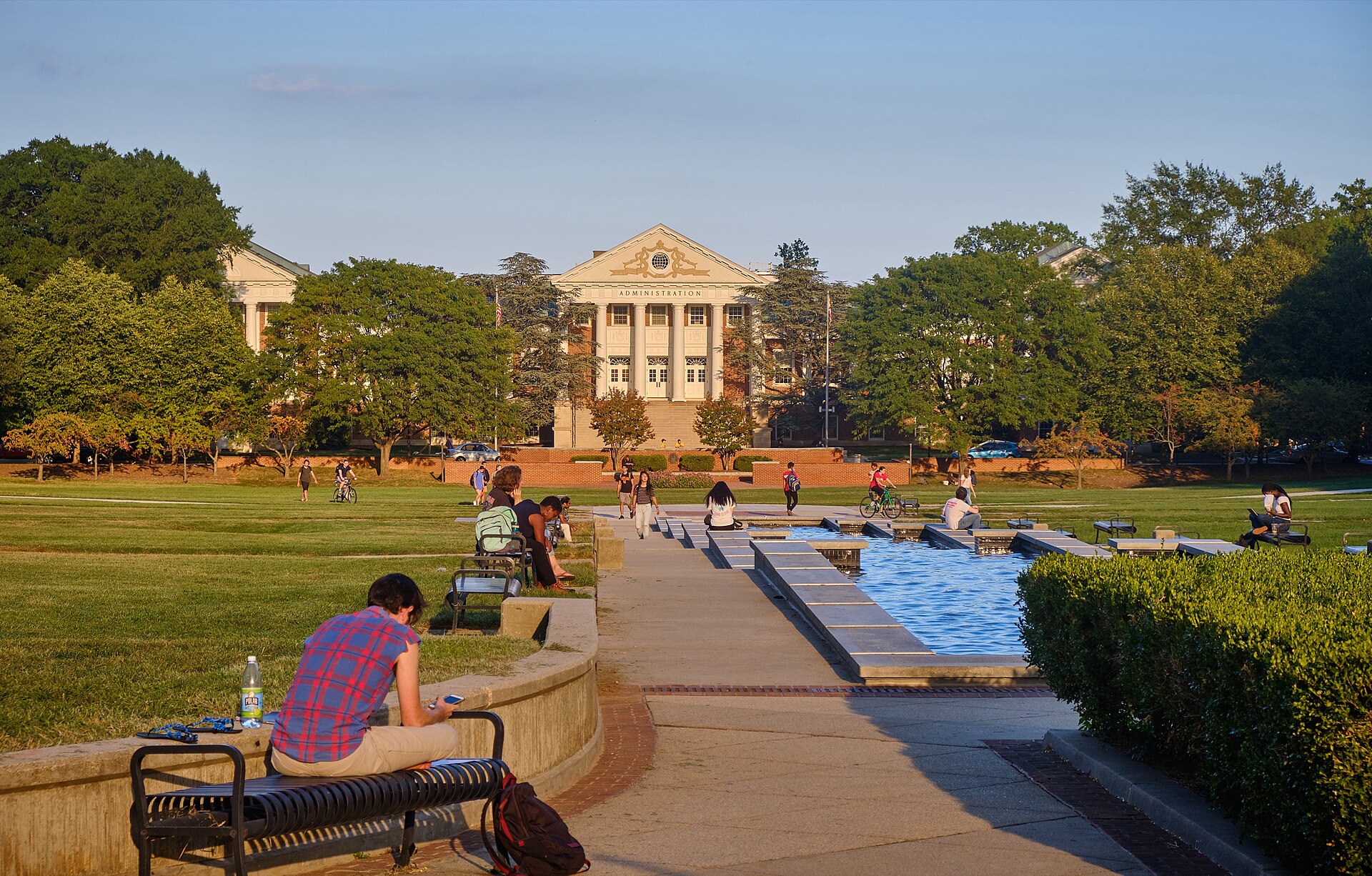 McKeldin Mall at sunset on the University of Maryland campus in College Park
