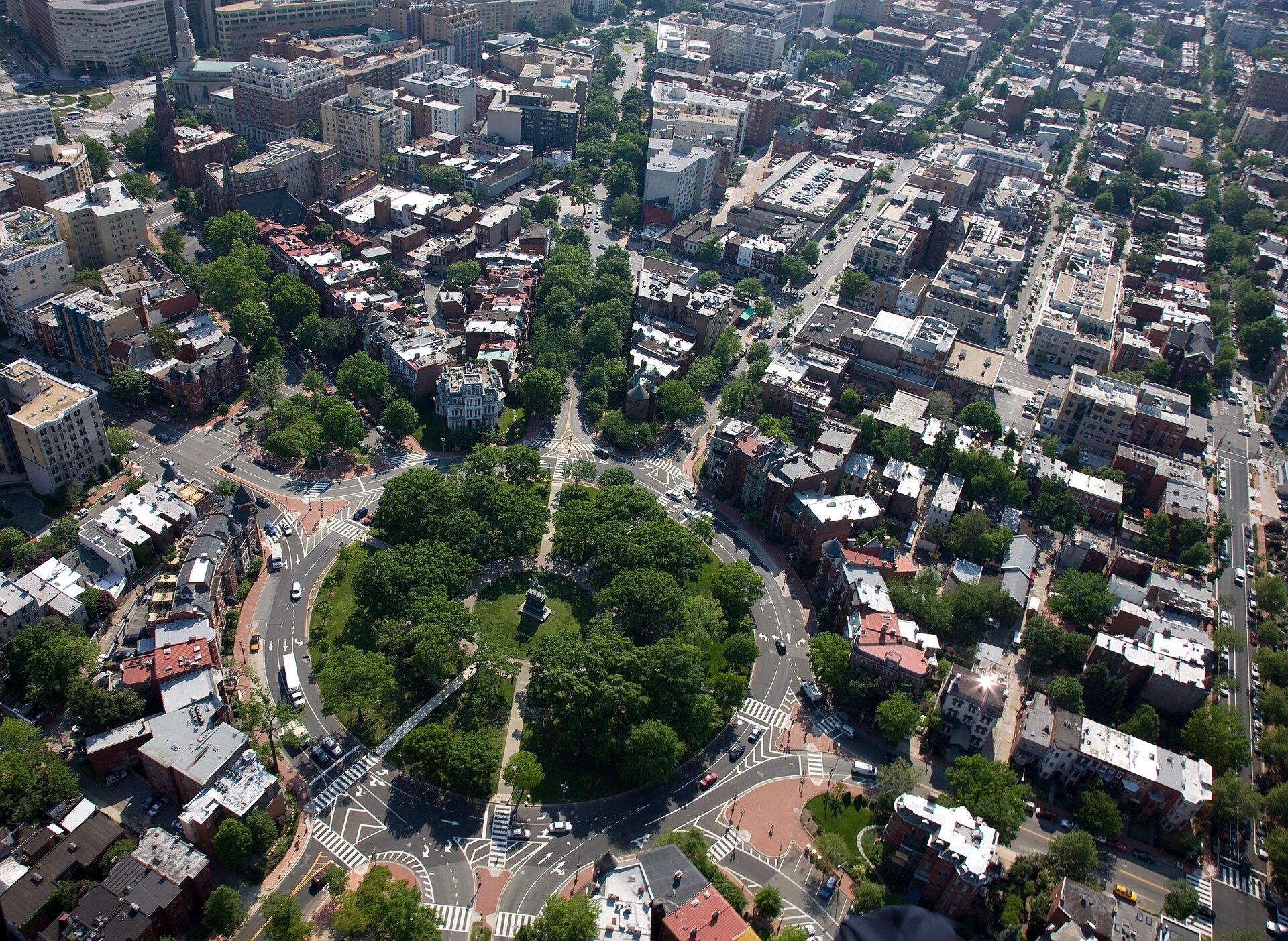 Aerial view of Logan Circle, Washington DC