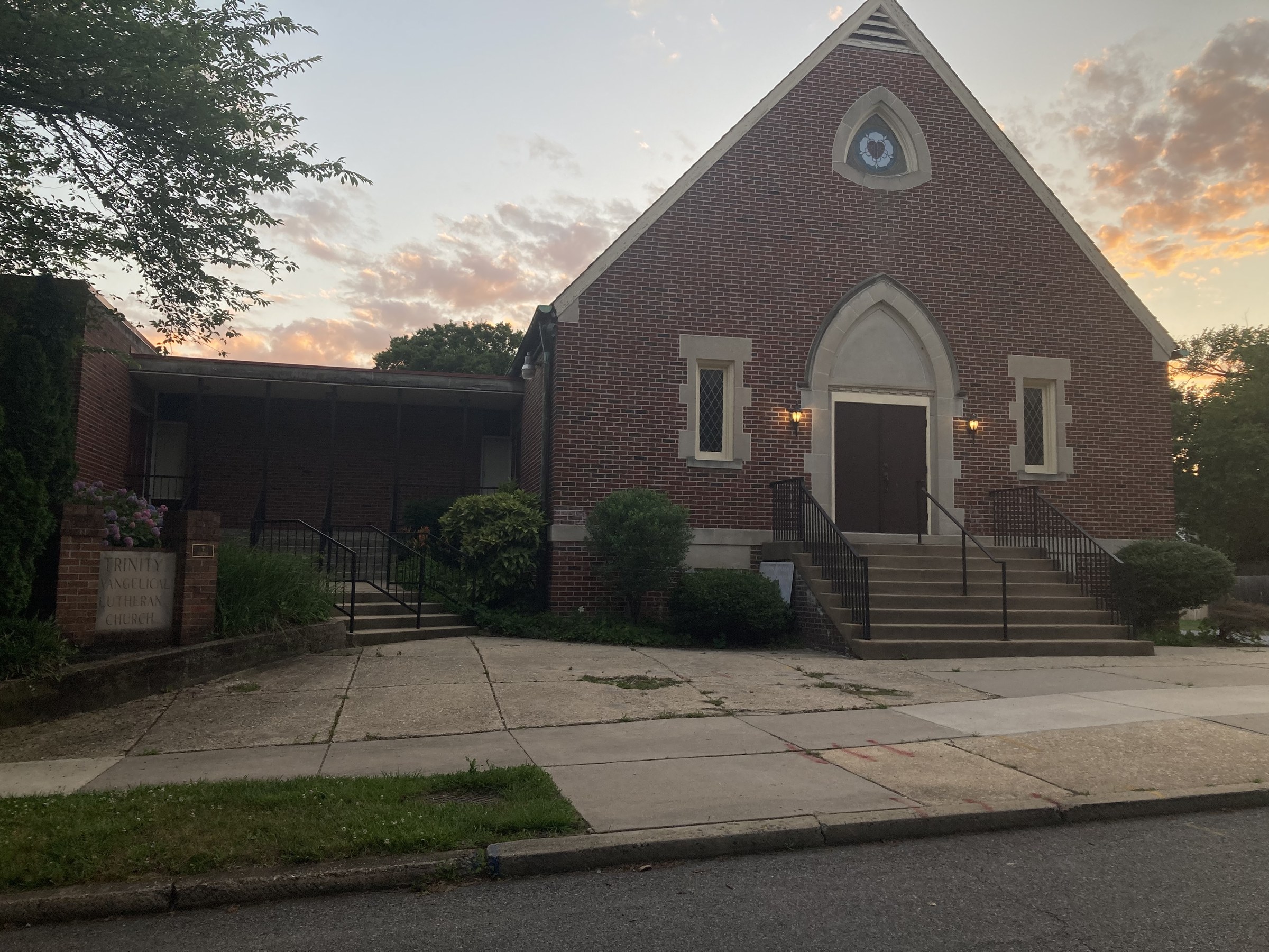Trinity Evangelical Lutheran Church at dusk, Mount Rainier, Maryland