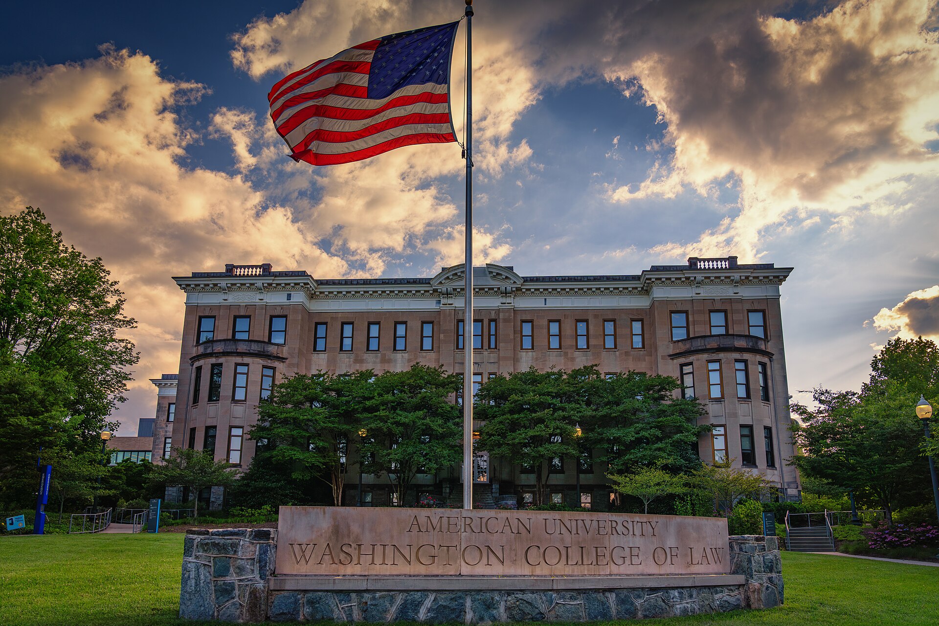 American University Washington College of Law at sunset, Tenleytown, Washington DC