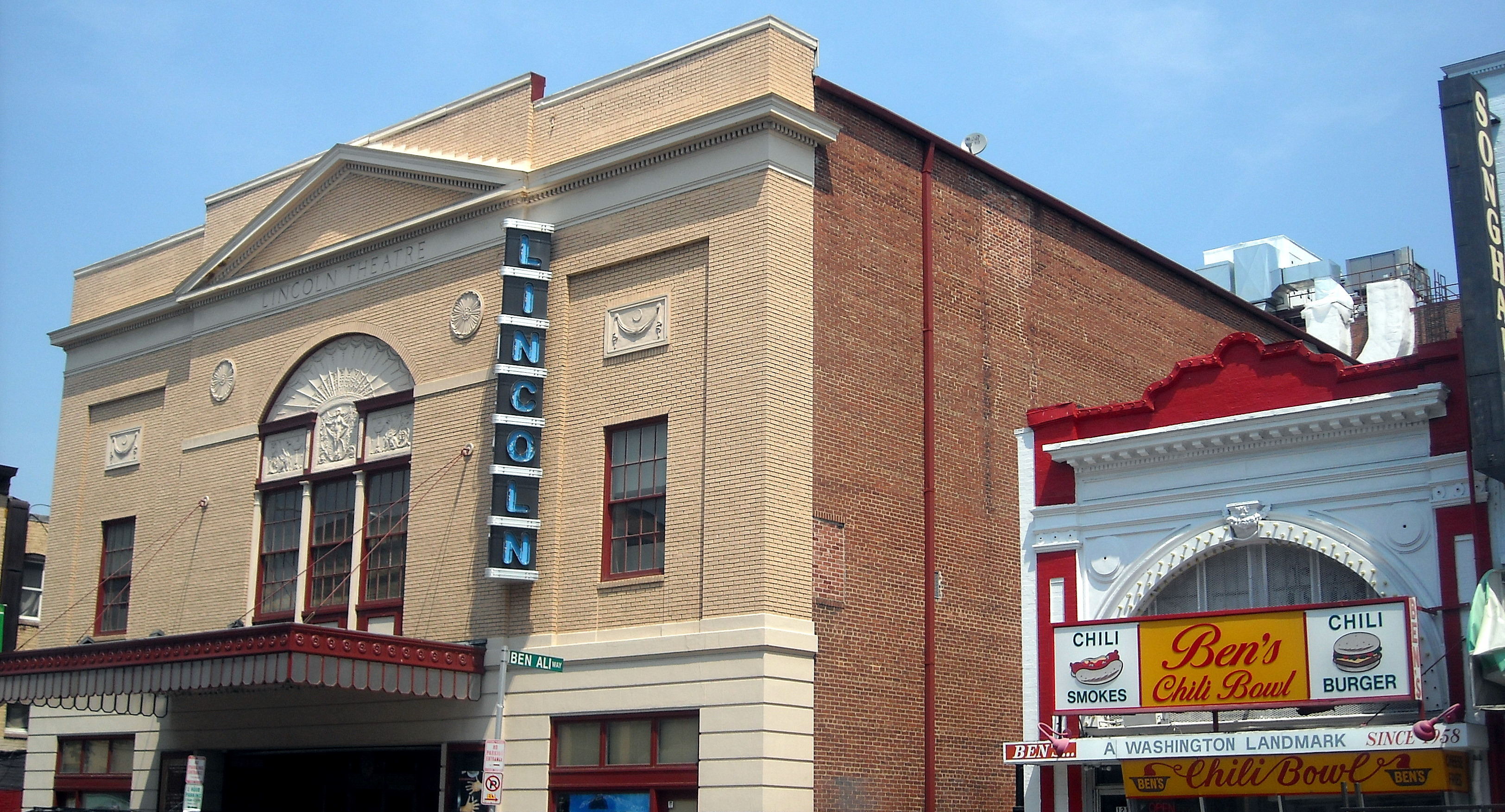 Lincoln Theatre marquee and Ben's Chili Bowl on U Street, Washington DC