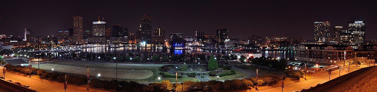 Baltimore Inner Harbor at night, Maryland